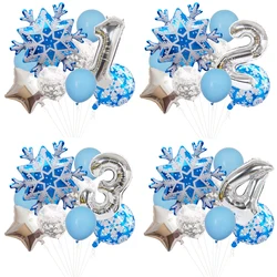 Snowflake Number Foil Balloons Set Sliver Confetti Elsa Frozen Party Globos Kids Birthday Party Decorations Baby Shower Supplies