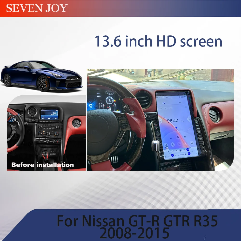 13.6‘’ Android Car Radio For Nissan GT-R GTR R35 2008-2015 Multimedia Player Tesla Style Wireless Carplay Auto Stereo GPS 5G