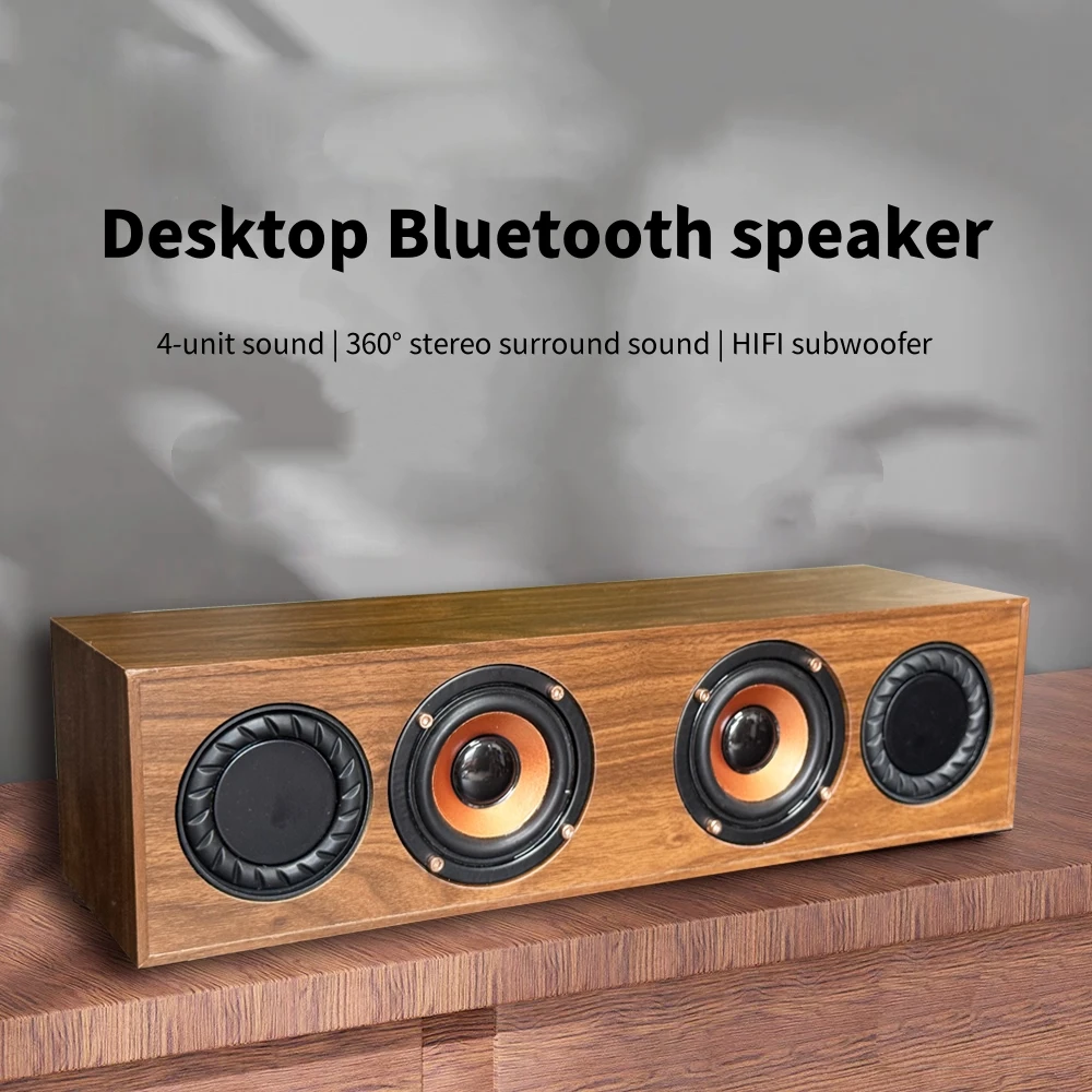 Altoparlanti Bluetooth in legno Subwoofer wireless portatile Mega Bass Computer di casa Echo Soundbar da parete HiFi Stereo TF AUX U Disco