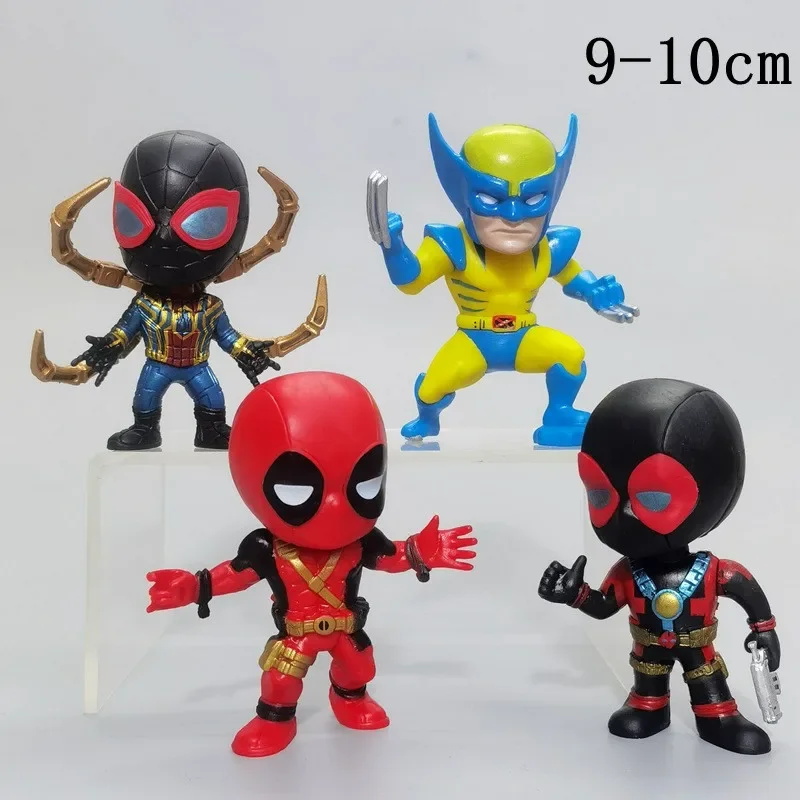 4Pcs/Set Movie Deadpool Wolverine Action Figures 10CM Spiderman XMEN Wade Winston Wilson Anime Toys Decoration Model Dolls For K