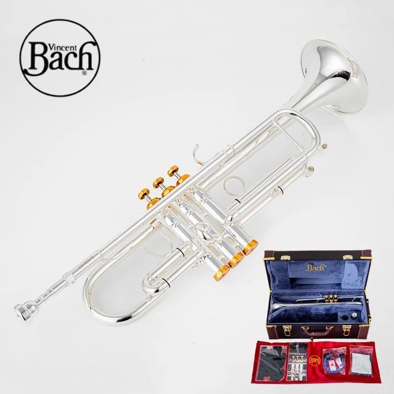 

High-Quality Vincent Bach LR180S-72GS Bb Trumpet Silver Plated Brass Musical Instrument with Mouthpiece Gloves And Case
