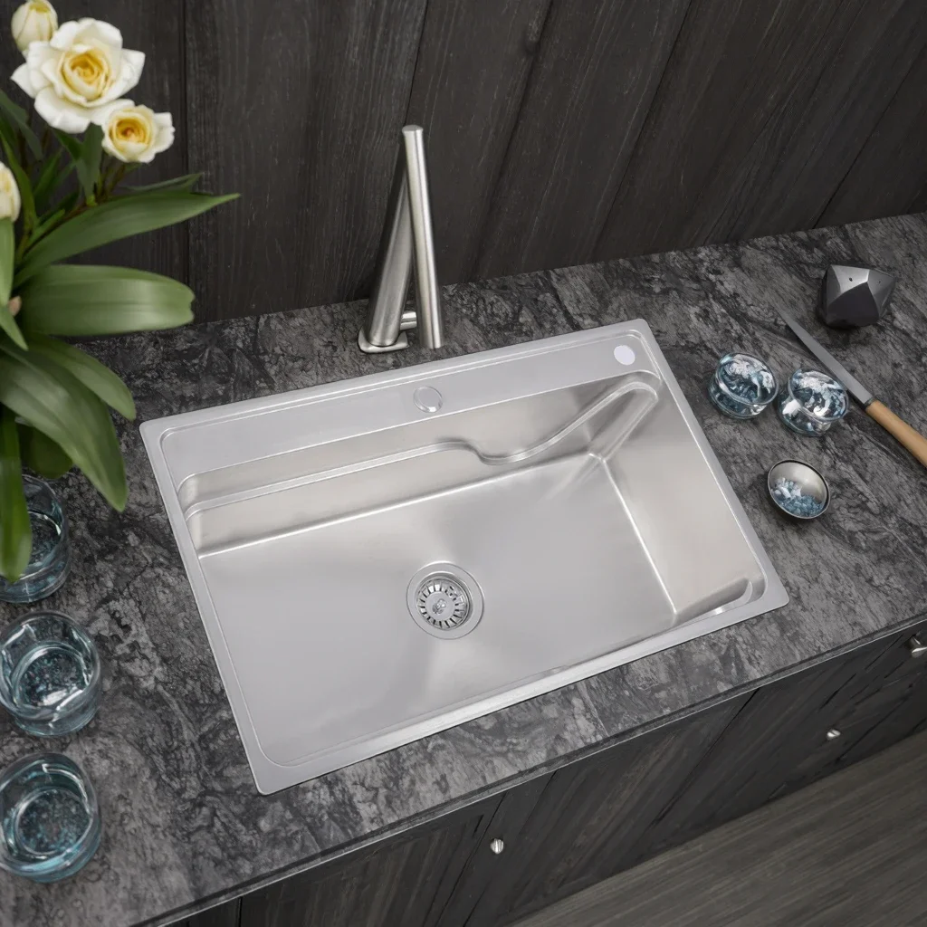 Handmade Best Granite Black Quartz Kitchen Sink Undermount Fregadero Price Deep Triple Bowls Multifunctional Stepped Design