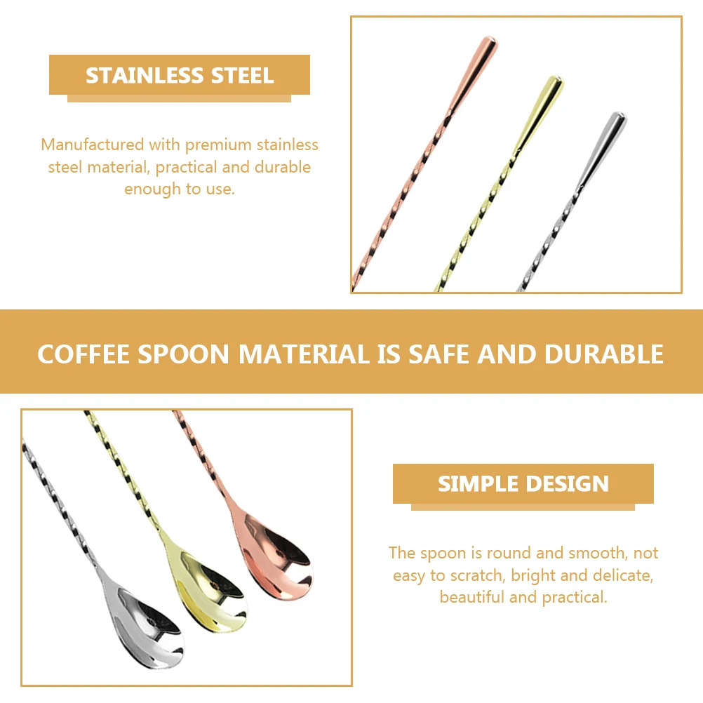 

3 Pcs Mixing Spoon Spoons Tasting Soup Tea Stainless Shop Utensils Stirring Dessert