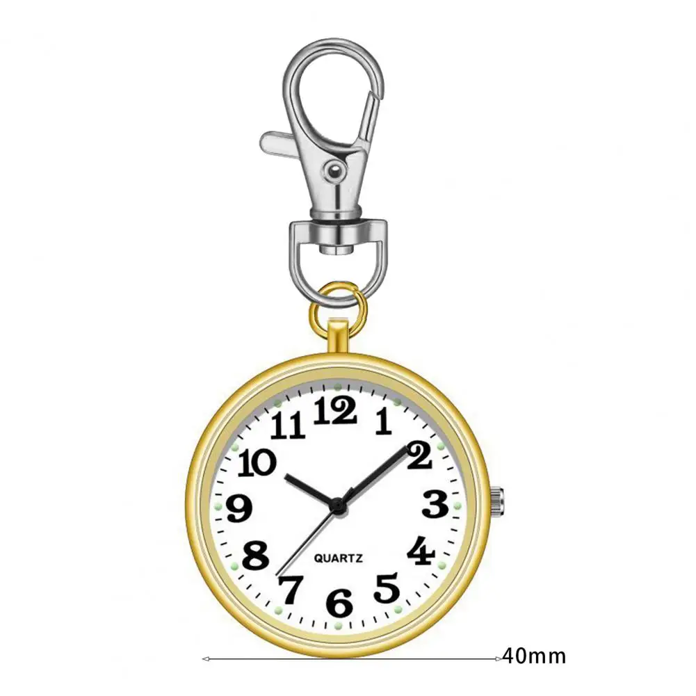 Quartz Pocket Watch Keychain Clock Circular Dial High Precision Quartz Movement Pointer Silent Watch Compact Hook Keyring Watch