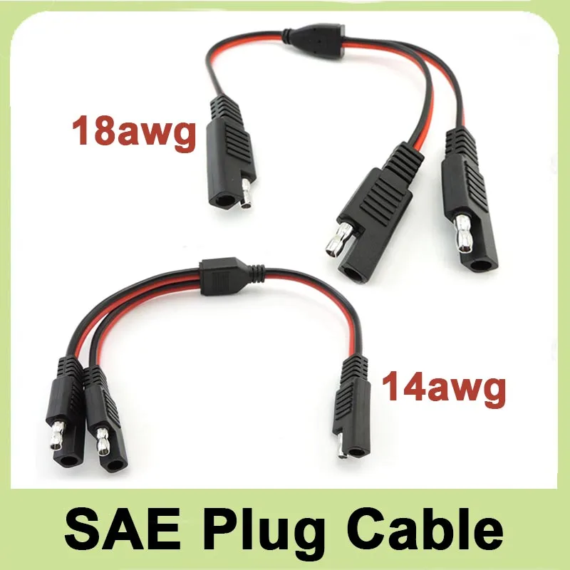 SAE Power Extension Cable 18AWG 14AWG 1 female to 2 male SAE Power Extension Cable Adapter Quick Connect Disconnect Plug