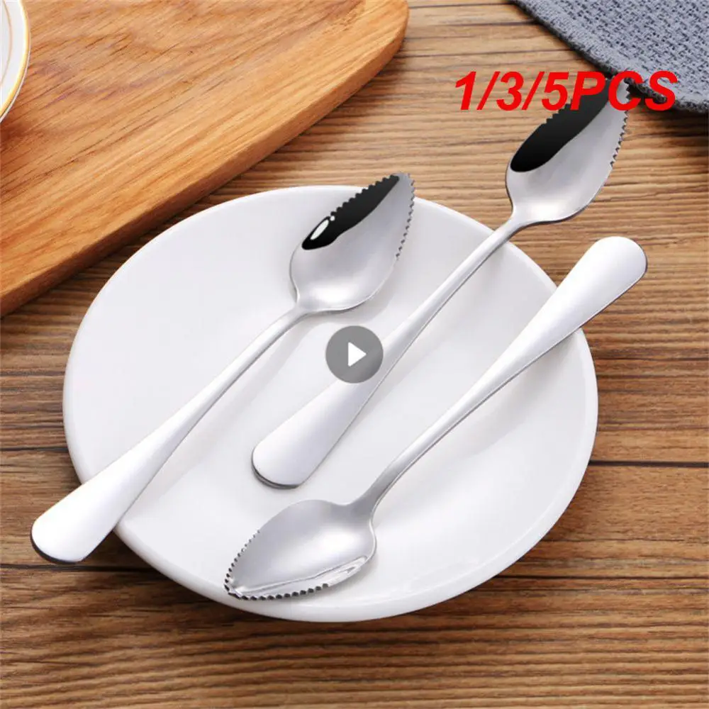 1/3/5PCS Fruit Dredging Scoop Burnishing Durable 16.5cm Stainless Steel Kitchen Gadgets Fruit Coffee Stir Spoons Safety