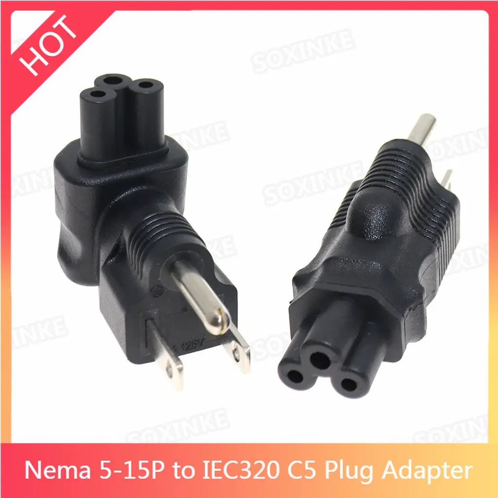 US NEMA 5-15P to IEC 320 C5 Female 10A / 125V Computer Power Adapter 90 Degree 3Pin Power Adapter 10A 125V