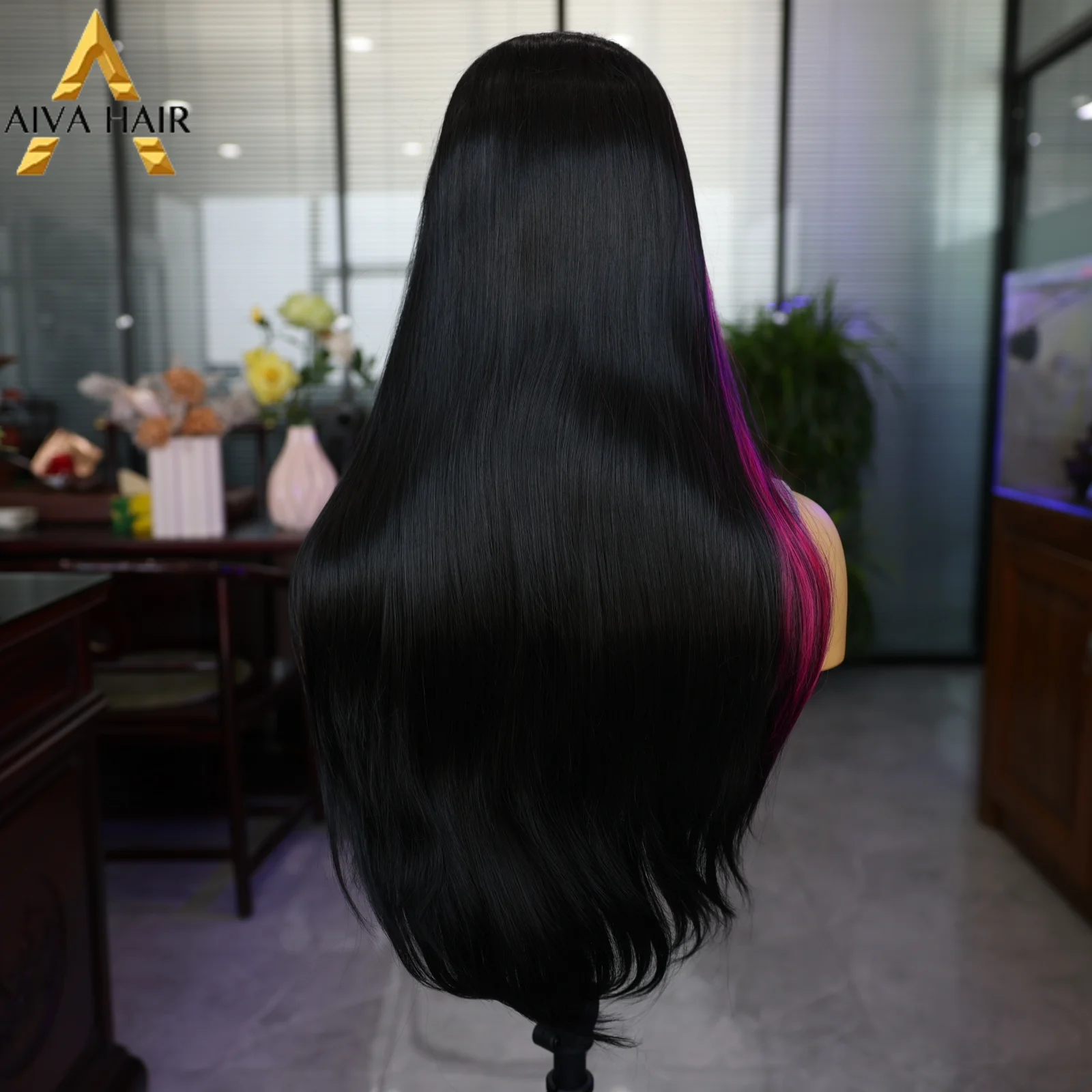 HD Transparent Synthetic 13 * 4 Lace Front Wigs Mixed Color Splicing Wig For Cosplay Women Wig Natural Hair Line 180 density