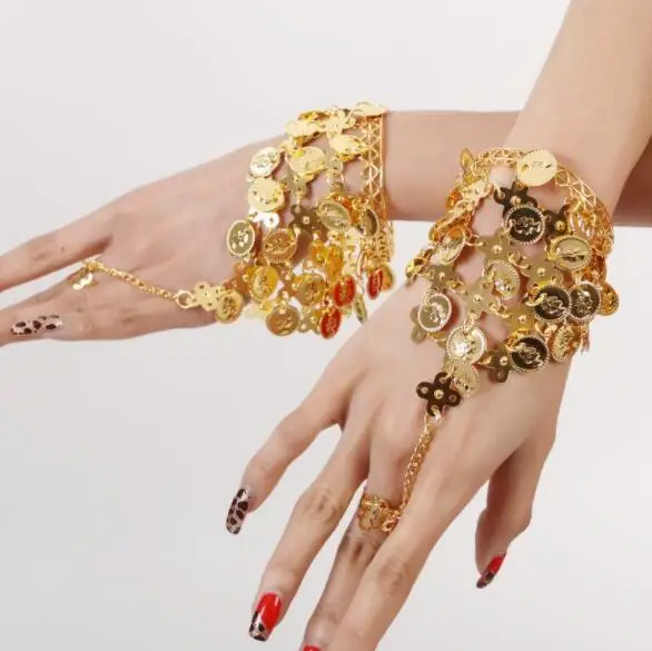 2023 nuevo rendimiento de danza del vientre ropa de mano joyería de Bollywood para pulseras de baile 1 par = 2 piezas accesorios de danza India