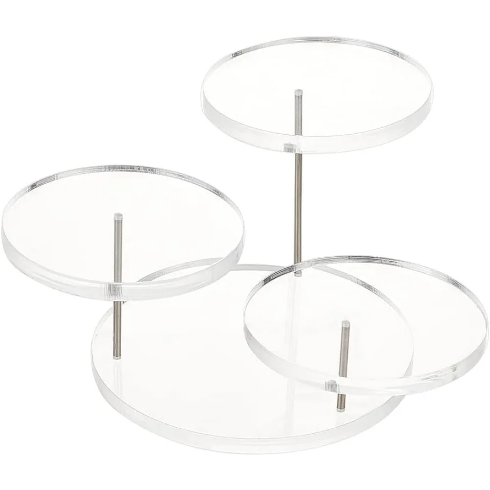 Round Acrylic Finger Ring Riser Clear 3 Tier Jewelry Display Stands for Rings Bracelets Watches Small Cupcake Stand Display Rack