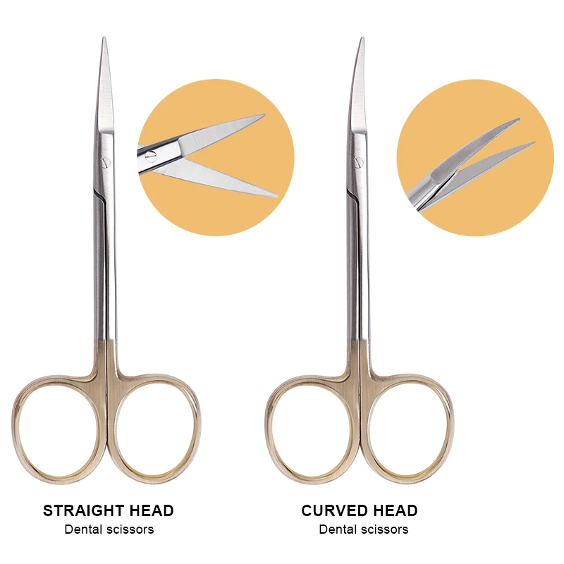 

1 шт. стоматологические хирургические медицинские ножницы для разрезания, ручка золотого цвета, повязка из нержавеющей стали, изогнутые/Прямые острые ножницы, инструменты