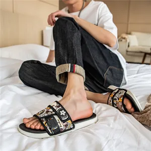 Nicht -Slip -Innenpantoffeln mit Soft -Sohle, Outdoor -Plänen, Hakenschleife, Casual Flip Flop Beach, Sommermode 8 Hauptaufnahme des Klettschilds - №8