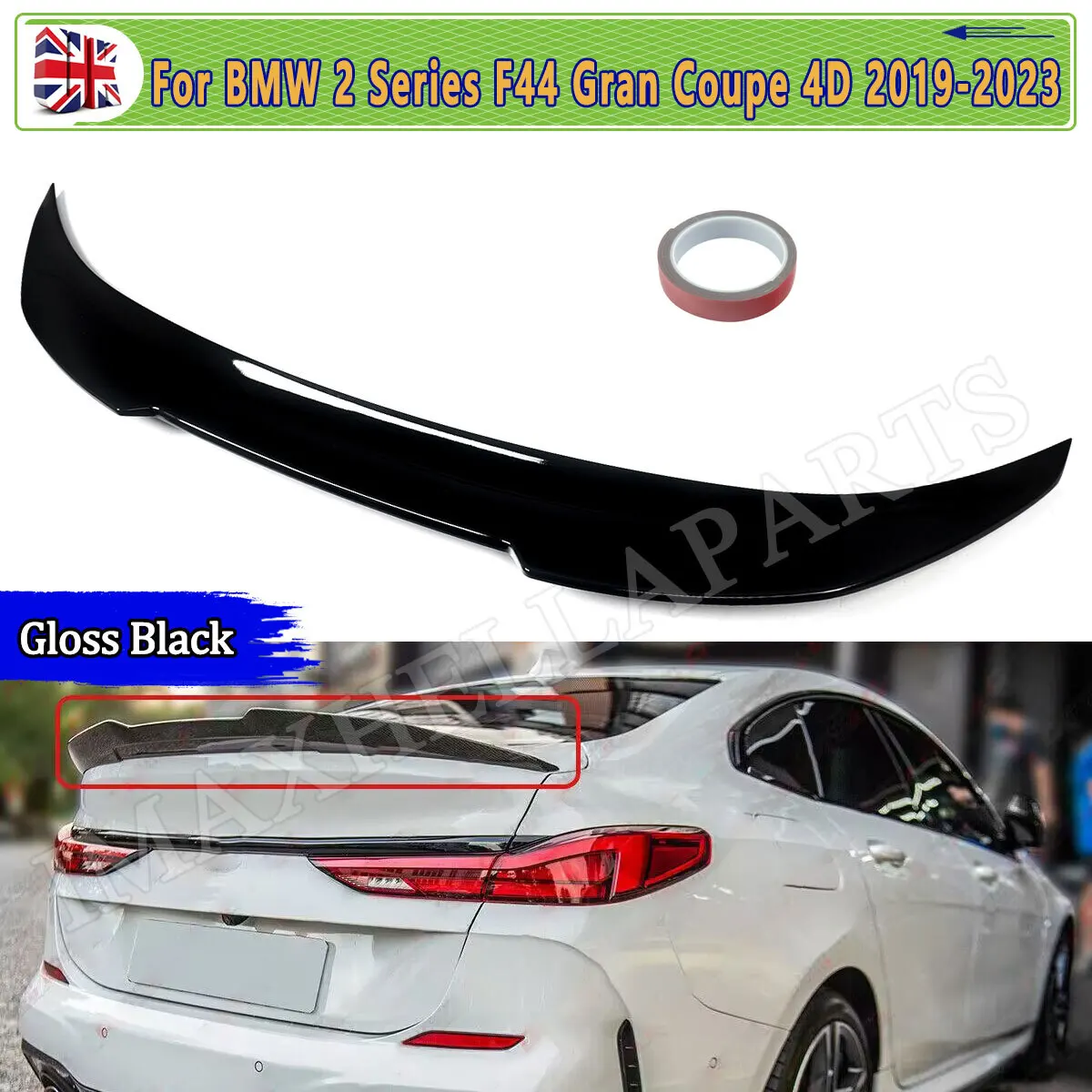 

Glossy Black Tail Fin Wing For BMW 2 Series F44 218d 220i Gran Coupe 2019 2020 2021 2022 2023 Rear Trunk Lip Boot Spoiler Trim
