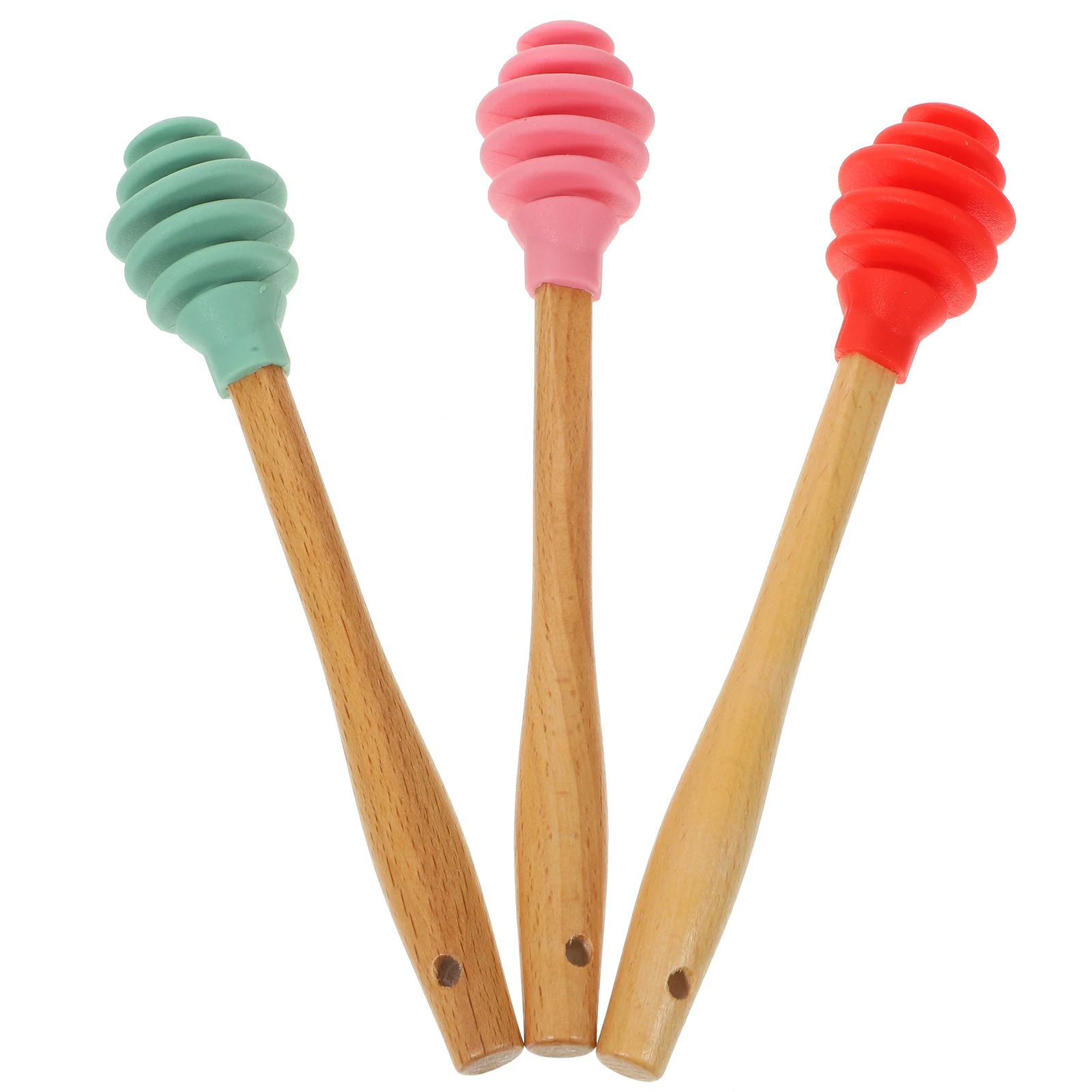 

3pcs Silicone Stirring Rod Honey Spoon Dipper Stirrers Wooden Dippers Mixing Silica Gel Reusable Home Accessory for Coffee Tea