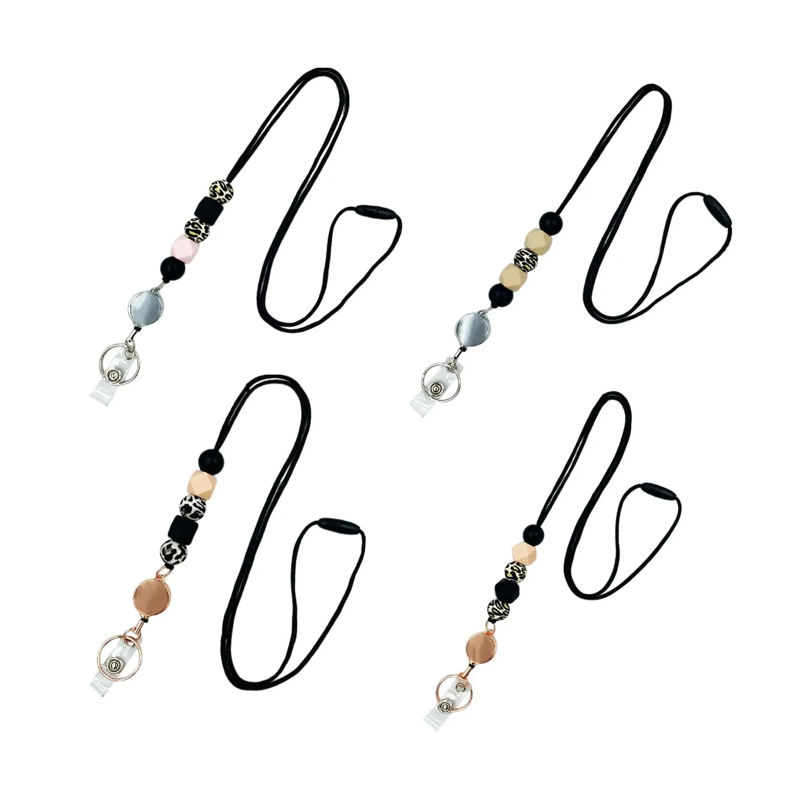 

Cute Retractable Lanyard, Silicone Beaded Neck Lanyards Badge Lanyard for Badges Keys Women Girls