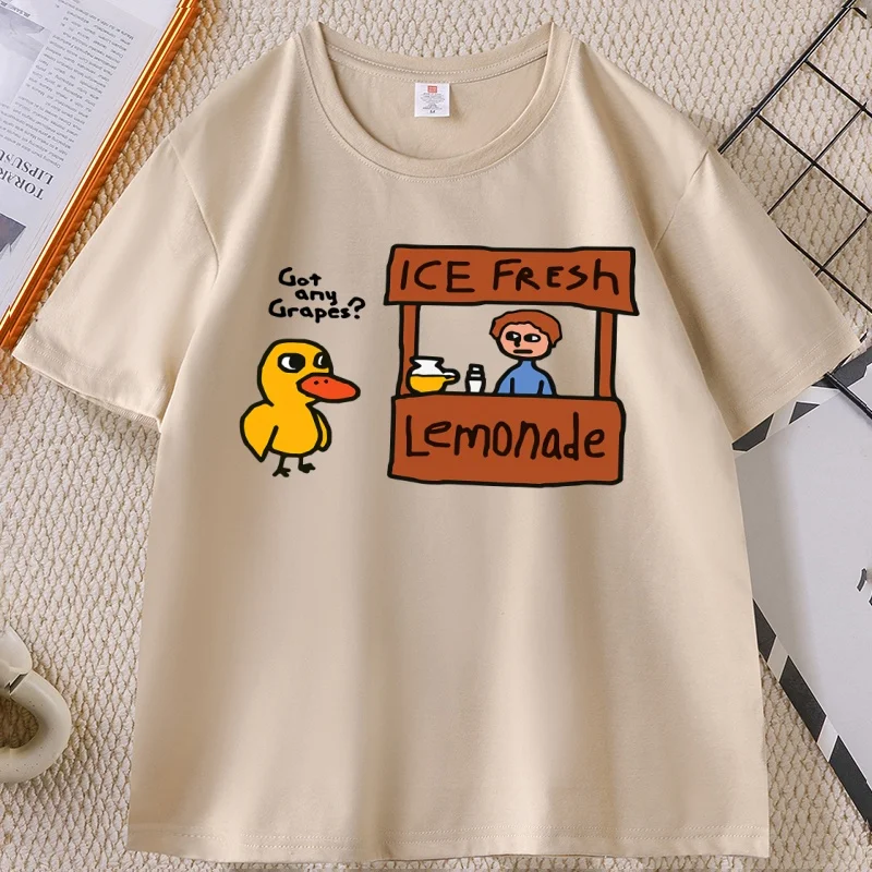 Got Any Grapes Duck Ice Fresh Lemonade Funny T-Shirt Causal Cotton Short Sleeve Round Neck Tshirt The Duck Song T-Shirts Clothes view 4