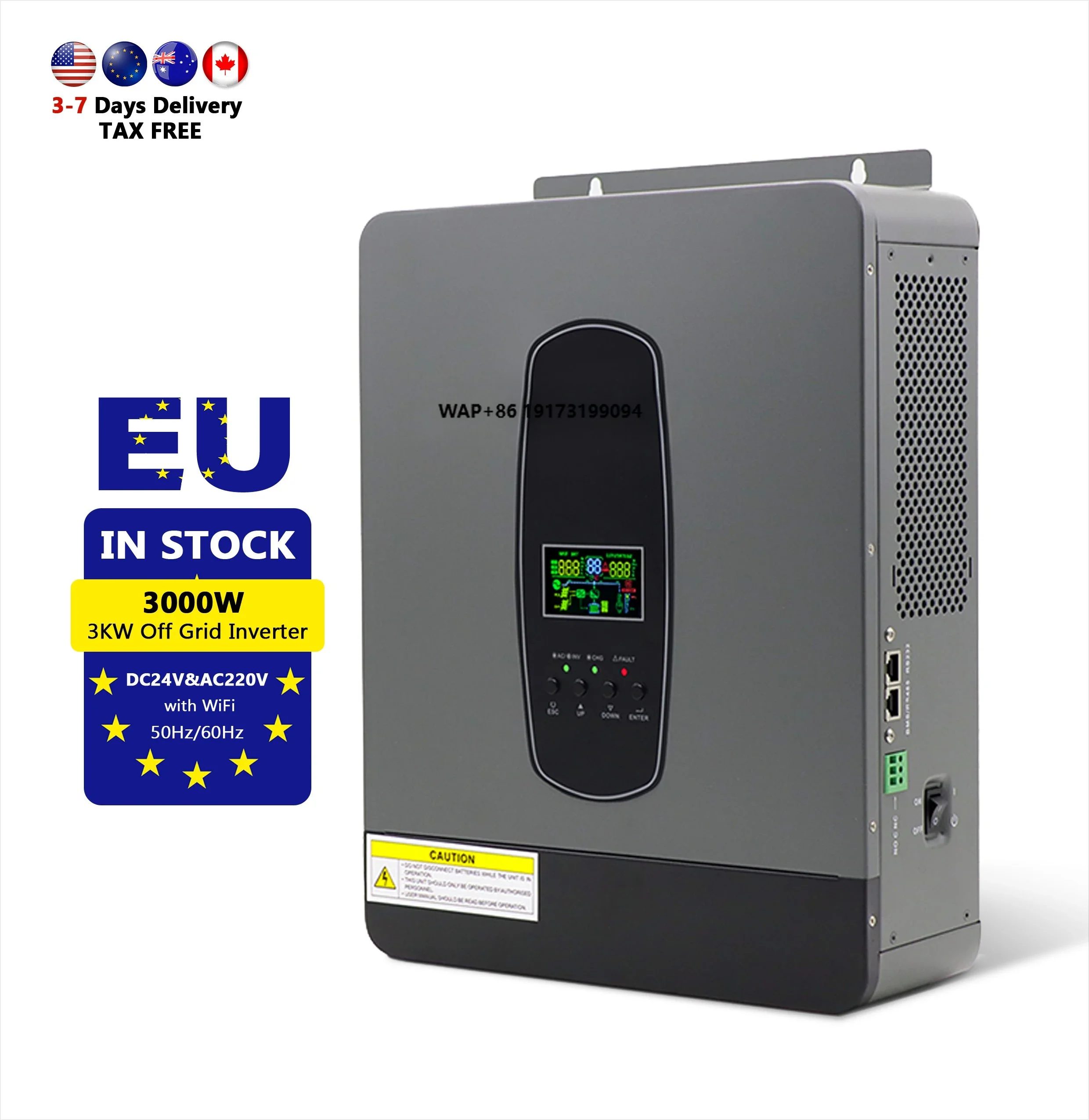 EU US Stock Overseas Certification 48V 24V 6KW 3KW Single Phase Solar Inverter Off-Grid Hybrid Hybrid Solar Inverter