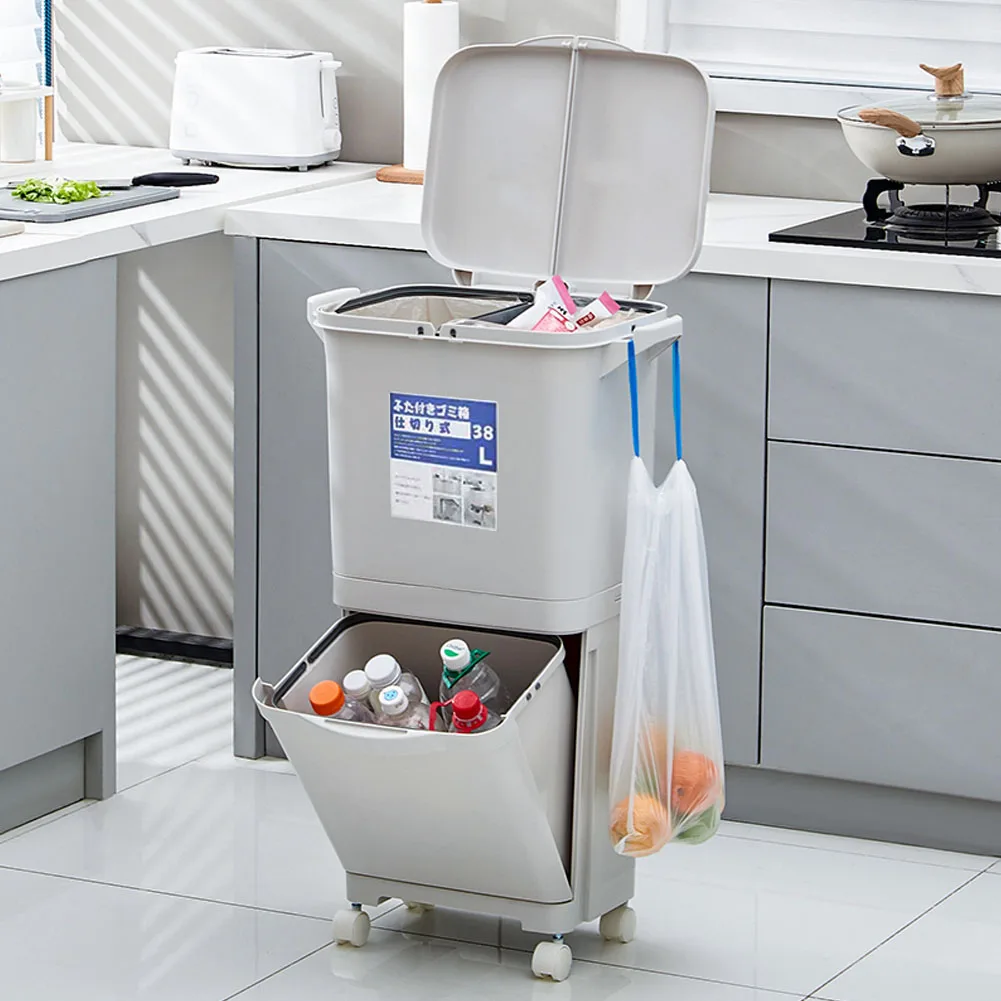 【Lifeideas】38L 2 Compartment Pedal Recycling Waste Bin for Kitchen