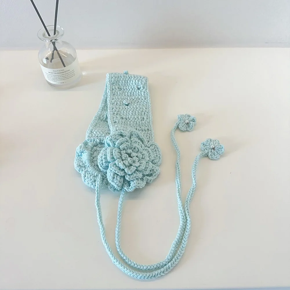 لطيف اليابانية محبوك الأذن يفشل زهرة يدوية الصنع مع حزام قابل للتعديل غطاء للأذنين الدافئة حماية الأذن يغطي الأذن النساء #1