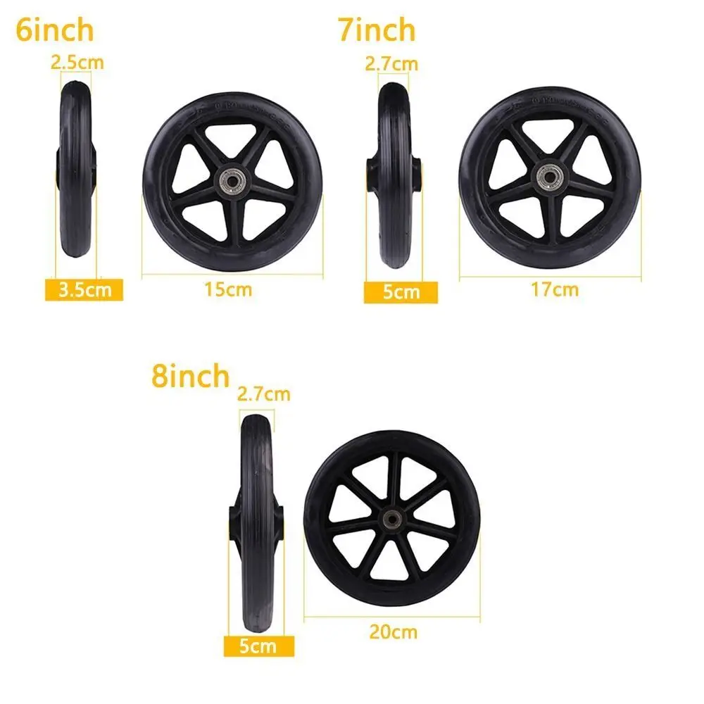 6/7/8 Inch Wheels Smooth Flexible Heavy Duty Wheelchair Front Castor Solid Tire Wheel Wheelchair Replacement