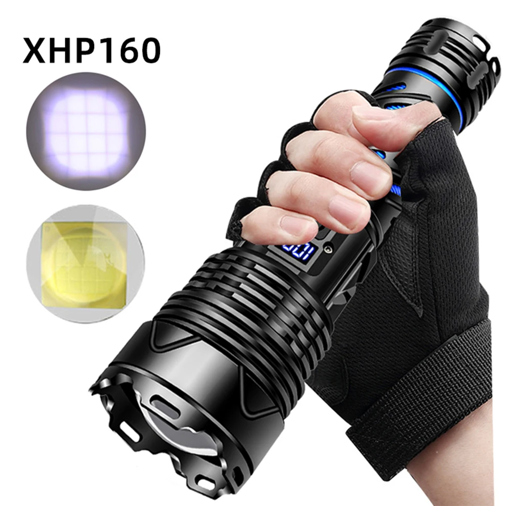 Upgrade XHP160 Super Bright Lantern High Power LED Flashlight Strong Light Tactical Torch USB Rechargeable Outdoor Camping Lamp