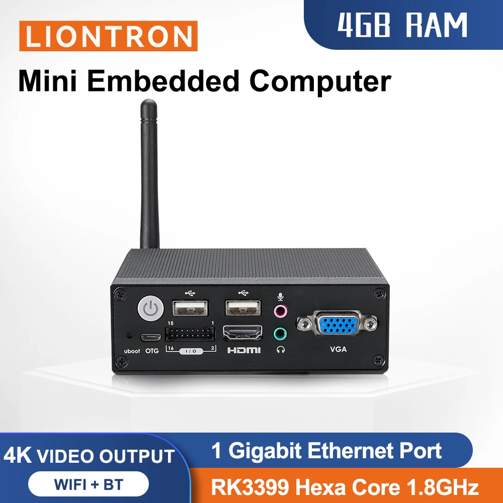 Liontron Fanless Mini PC Android Ethernet LAN Hexa Core Industrial Mini Desktop Computer COM WiFi BT USB SIM RS232
