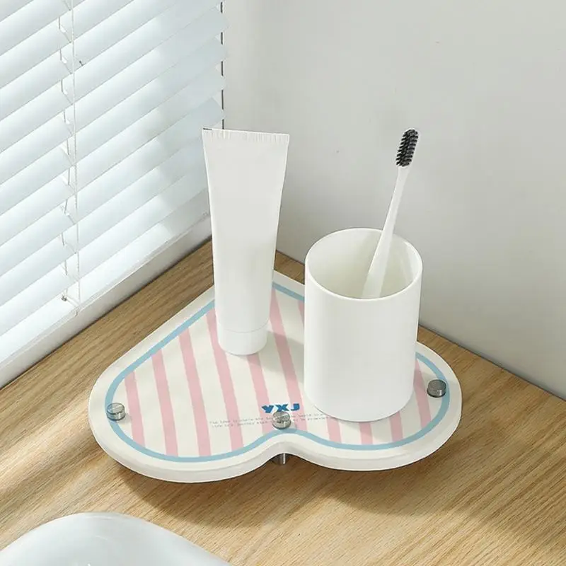 Skidproof Silica Mud Toothbrush Holder Tray Heart Bathroom Organizers Fast Drying Surfaces Easy Maintenances Y5GB