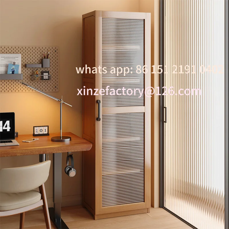 

Customizable bookshelf Floor-to-ceiling bookcase Simple living room Integrated wall Narrow slit cabinet with door Dust-proof