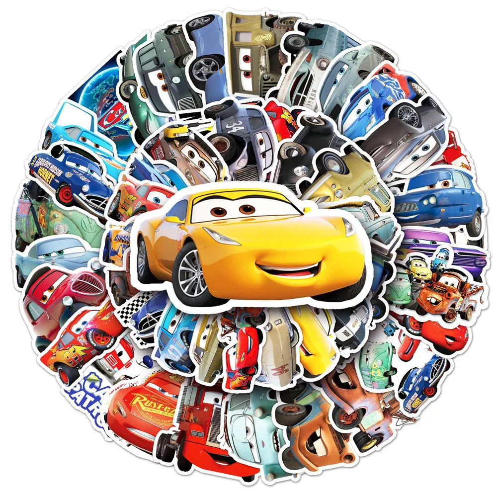 10/30/50pcs Kawaii Disney Anime Cars Stickers Cute Lightning Mcqueen Cartoon Decals Water Bottle Phone Notebook Graffiti Sticker