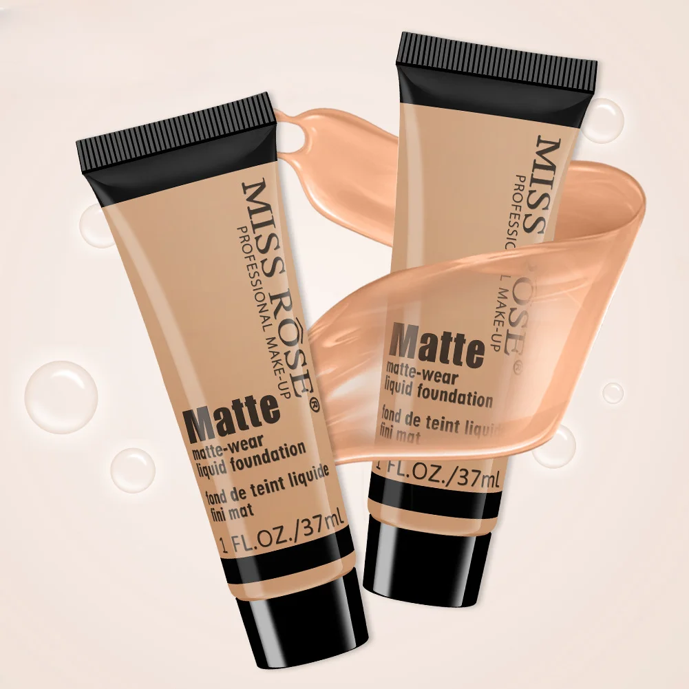 MISS ROSE Professional Base Makeup Liquid Foundation Moisturizing Face Concealer Cream Matte Waterproof Cosmetics Face Make Up