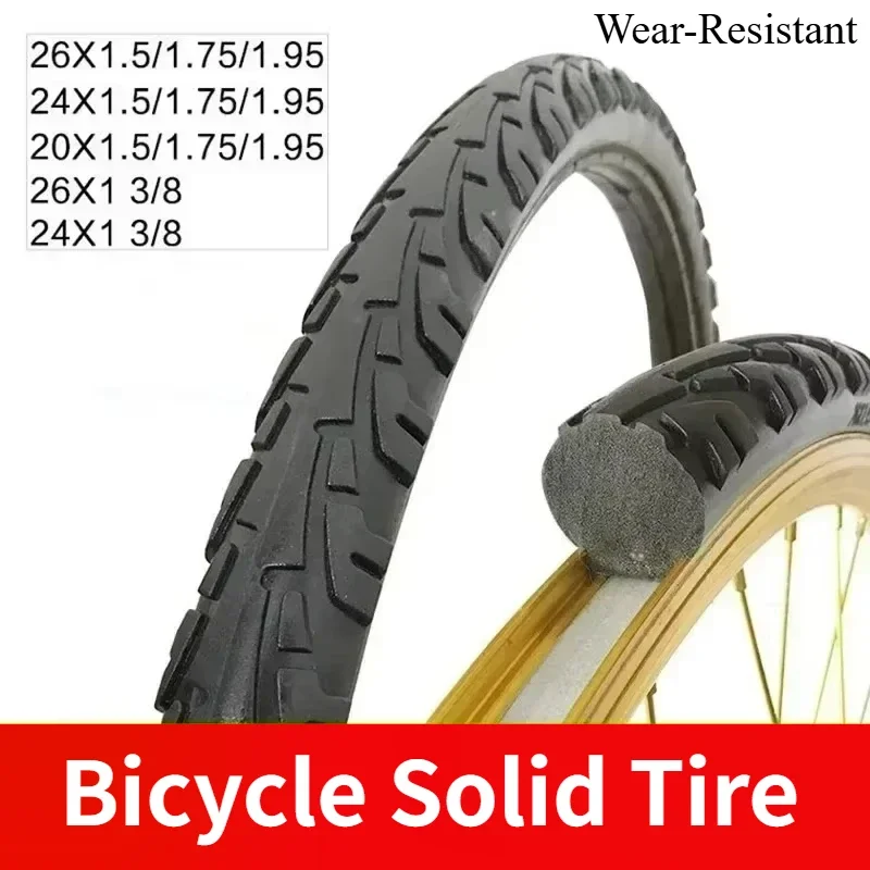 BICYCLE SOLID TIRE 20/24/26 inch x1.50/1.95/1 3/8 Bicycle solid tire 26 inch MTB tire Anti Stab Riding for road bike tire