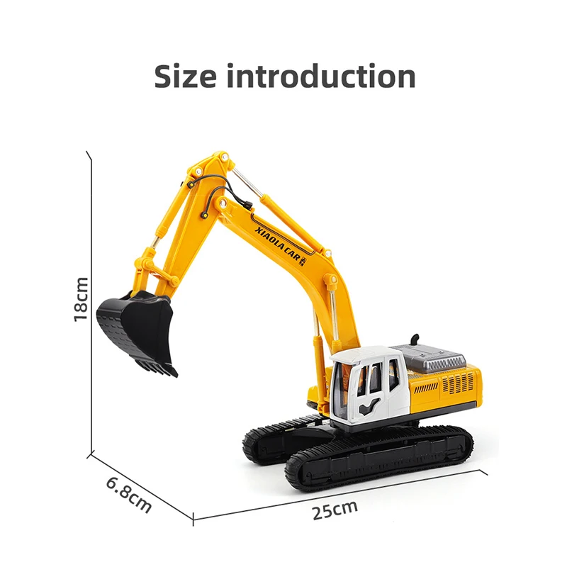 Alloy Excavator Toy Car Model para crianças, puxar para trás, simulação engenharia, presentes para meninos