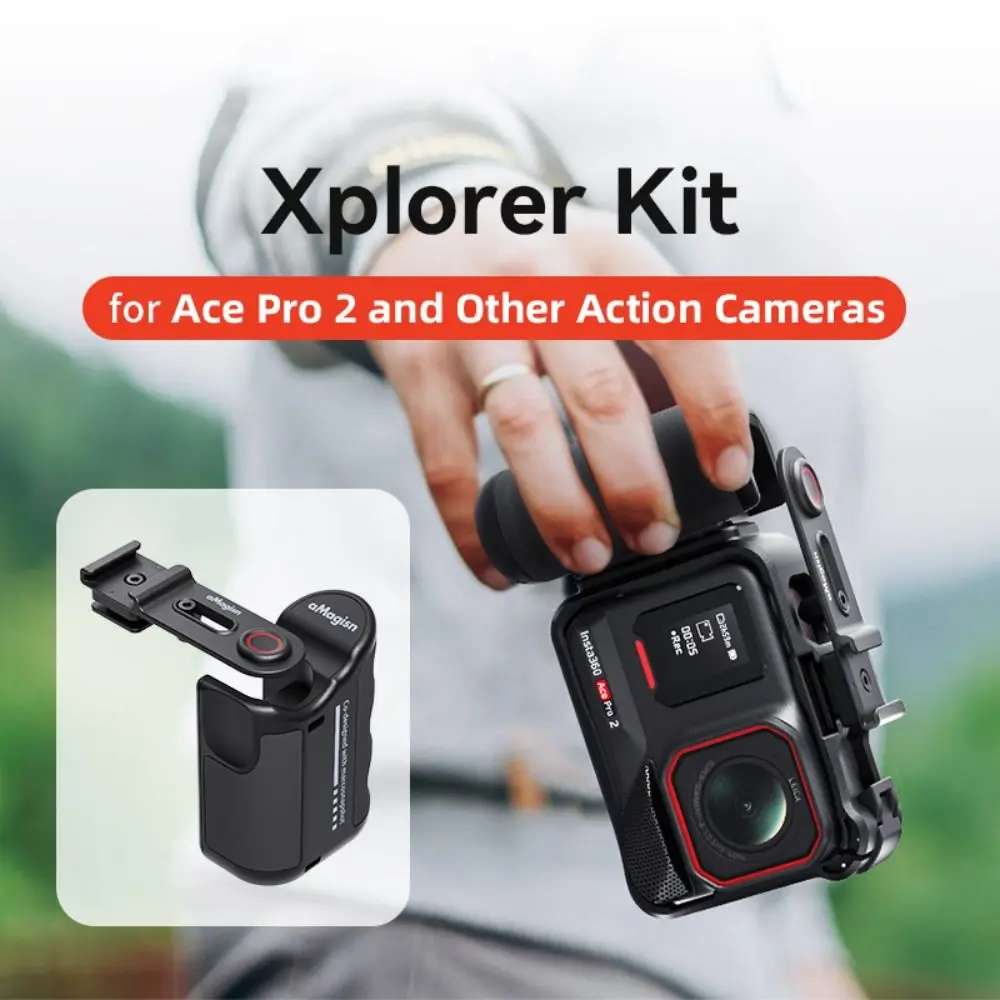 Plastic Action Camera Grip Handle Quick Release Shutter Button StreetGrip Vlog Holder Adjustable for DJI Action/Insta360 Ace Pro