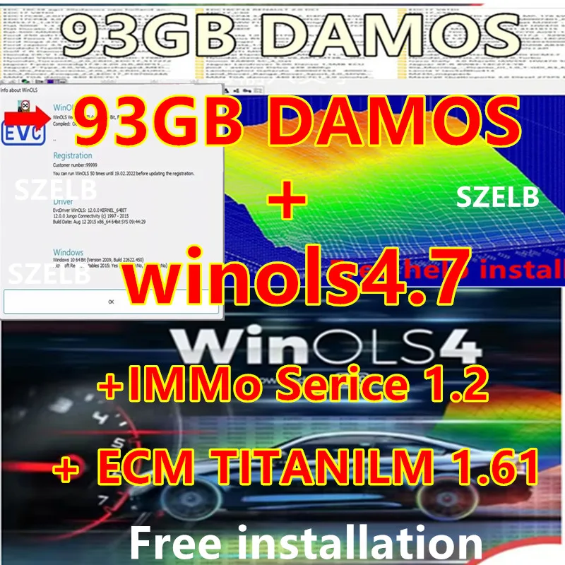 Winols 4.7 software+93GB Damos file+ECM TITANIU1.61 driver+Immo maintenance tool V1.2 free installation of ECU programming tool