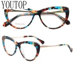 Modern Women cat eye eyeglasses frames women leopard print glasses frames Light vintage retro acetate Rx tortoise eyeglass frame
