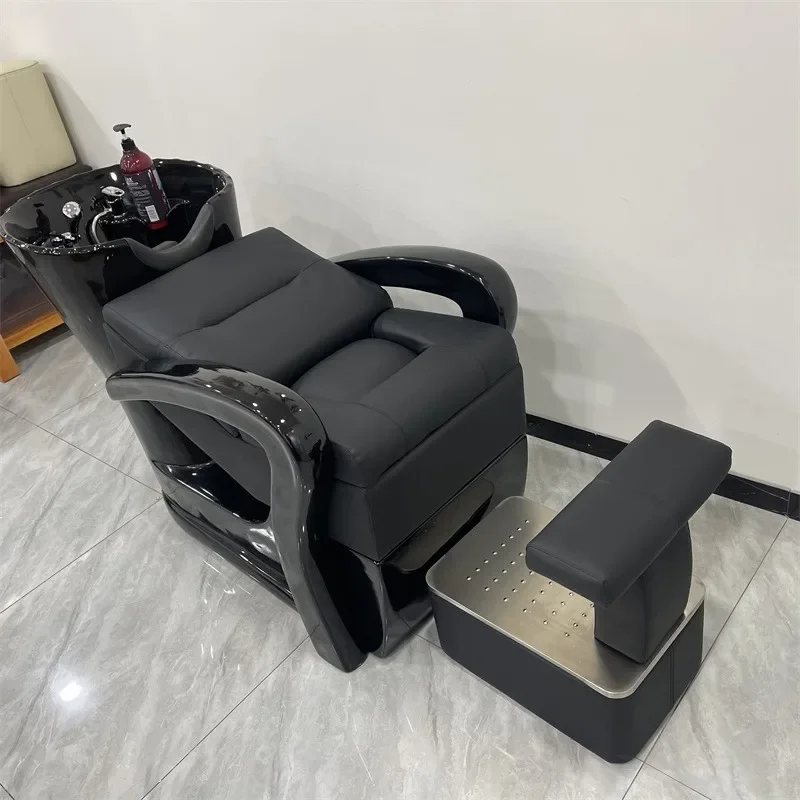 European high-end hair salon special shampoo bed ceramic basin water heater fiberglass barber shop semi-lying