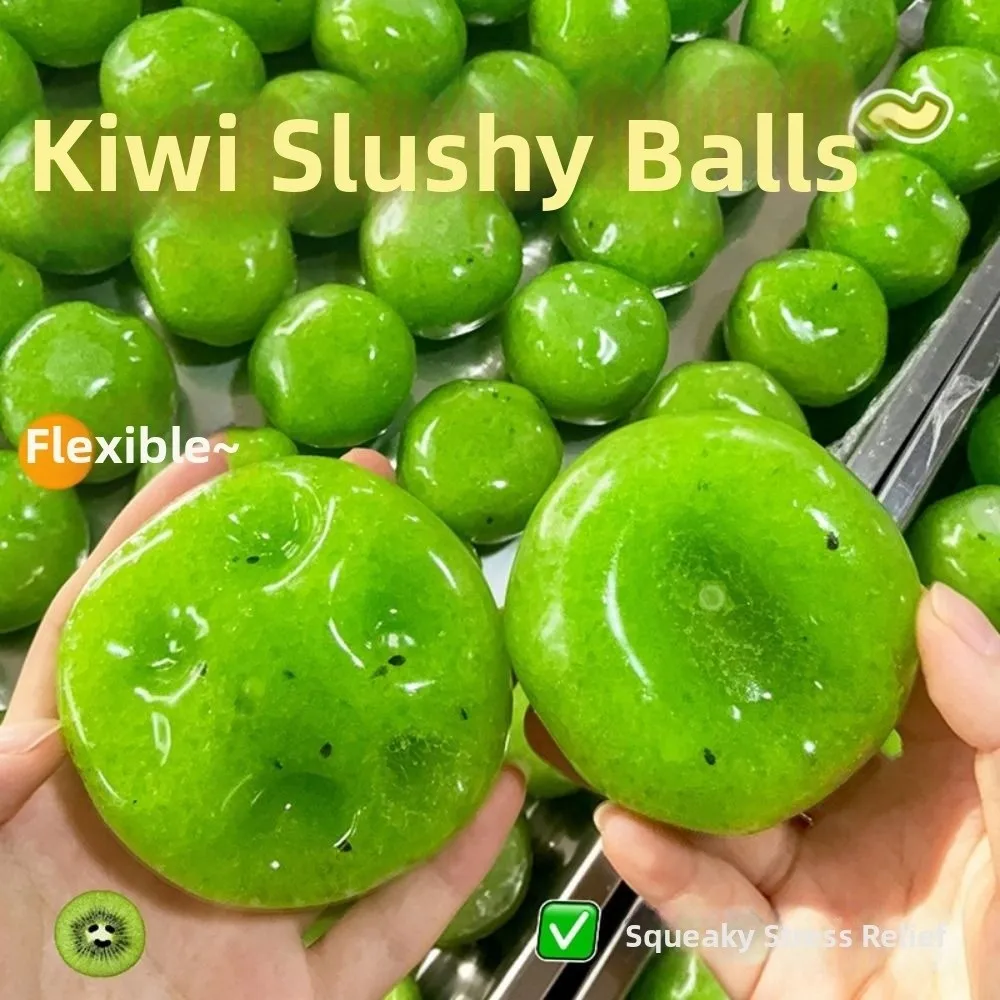 Slow Rebound Kiwi Smoothie Balls Soft Material Malleable Squishy Crunchy Sound Realistic Simulation Kiwi Squeeze Balls Handmade