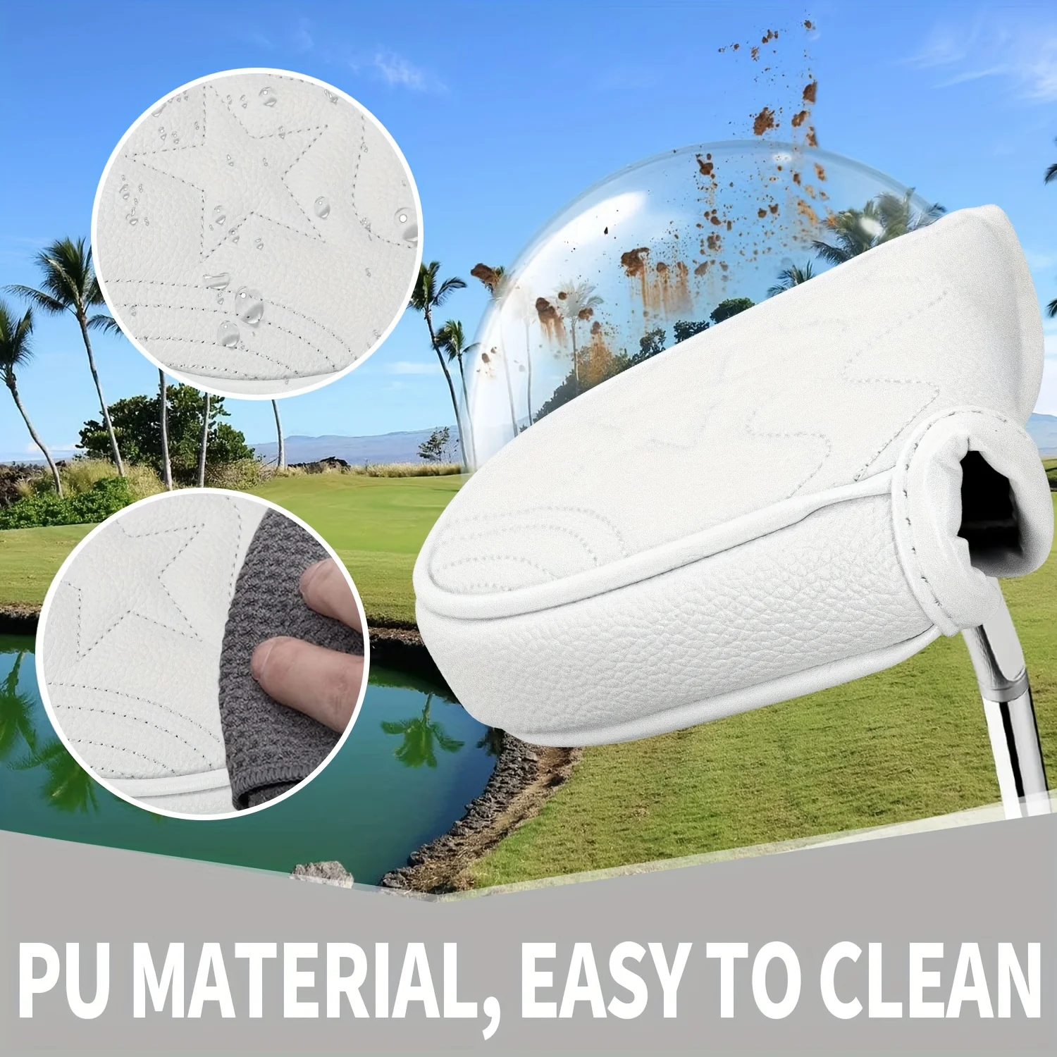 White Putter Head Cover Compatible for Putter - Durable Protective Clubhead, Elegant for Training Drills image 4