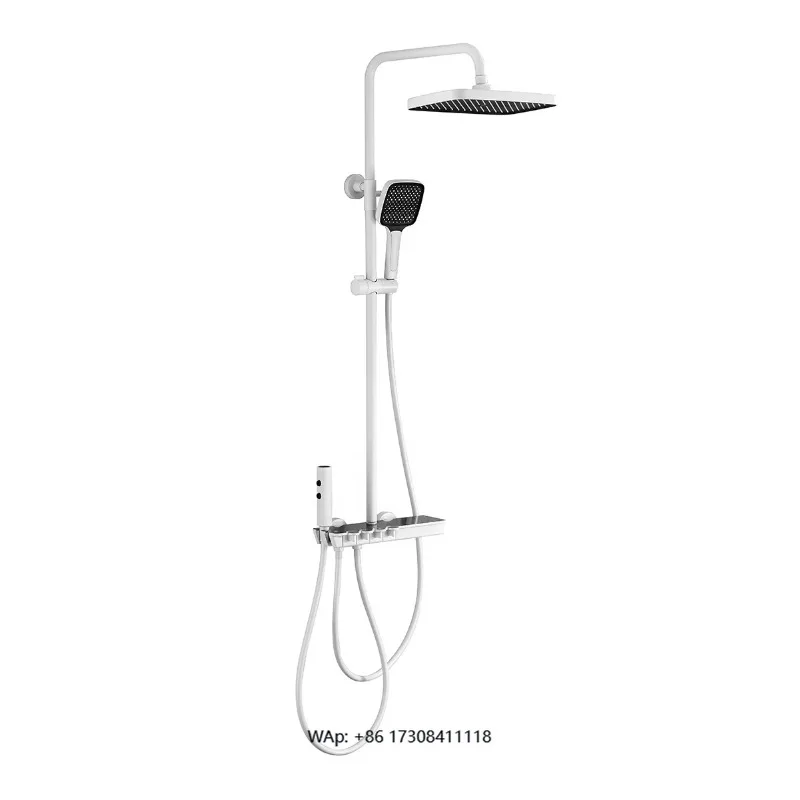 Aideal Bathroom White 4 Function Thermostatic Shower Set Product Shelf Piano Keyboard Shower Faucet