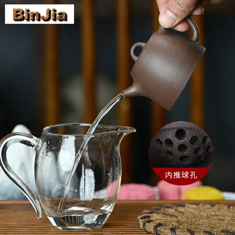 130ml Creative Yixing Purple Clay Teapots Handmade Wellrail Pot Raw Ore Mud Kettle With Infuser Chinese Zisha Tea Set Ornaments