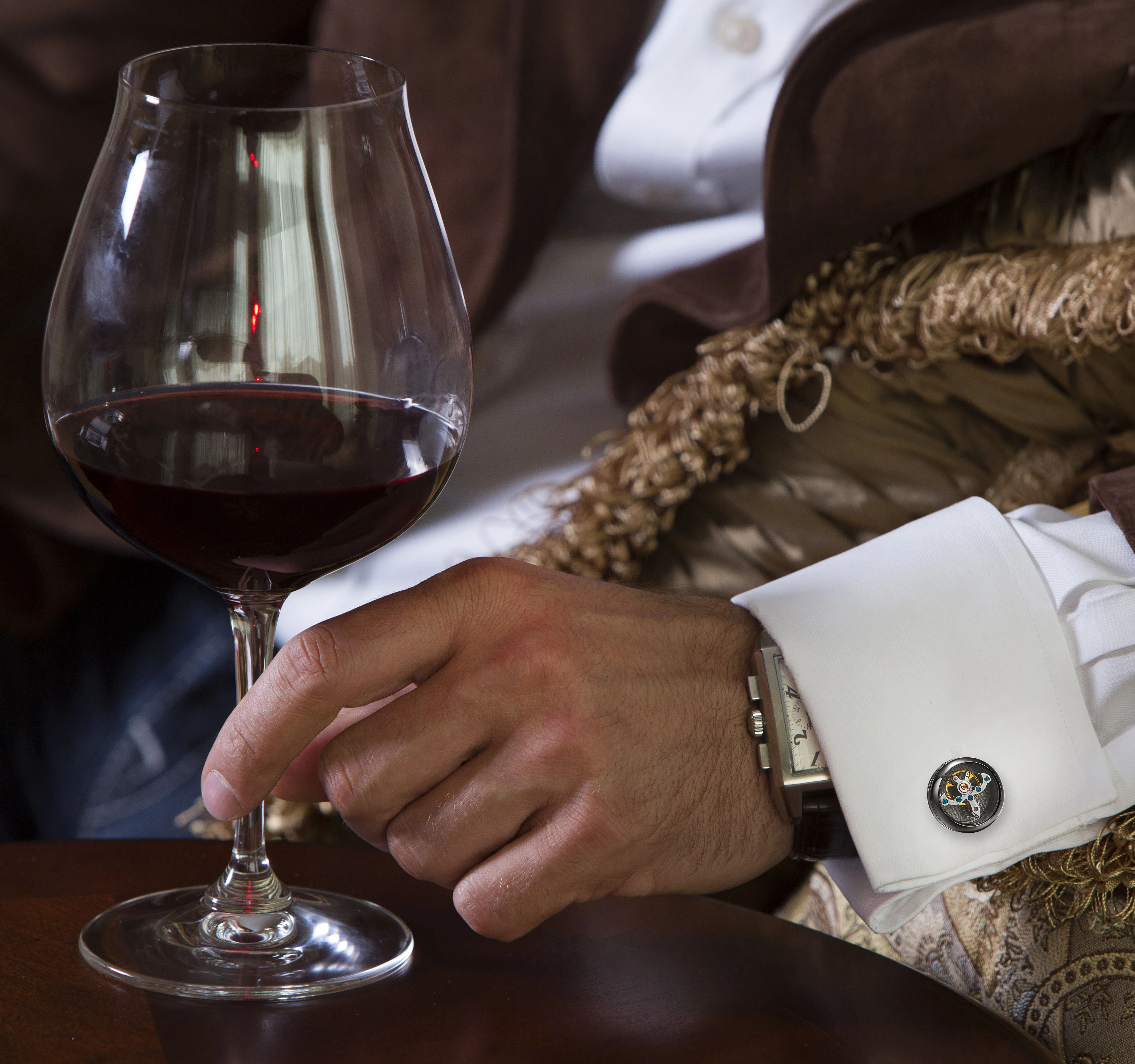 KFLK jewelry shirt cufflink for mens Brand cuff button watch Mechanical movement cuff link high quality Tourbillon guests