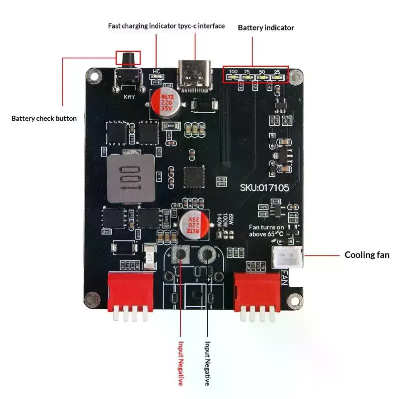 

140W 2-6S IP2366 Lithium Battery Charging Board Bidirectional Fast Charging Module With Automatic Temperature Control Function