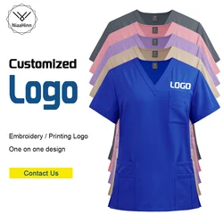 Customized LOGO Medical Clothing for Women Men Uniform Nurse Lab Coat Wholesale Tops and Pants Suits Nursing Scrubs Uniforms Set