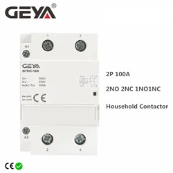 GEYA-Contactor Modular GYHC, 2 polos, 100A, 2NO, 2NC, 1NO1NC, 220V, 110V, 24V, Contactor doméstico automático, tipo carril Din, iCT 50/60Hz