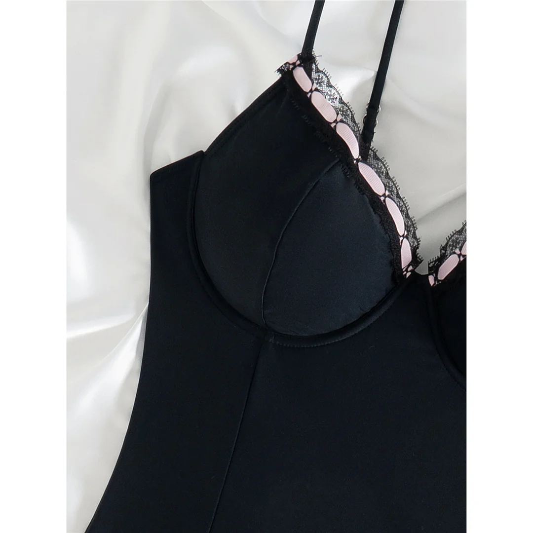 S - XL Sexy V-Ausschnitt, mit Bügel, Spitze, Damen-Badeanzug, einteiliger Badeanzug, weiblicher Badeanzug mit hohem Beinausschnitt, Monokini, Badebekleidung, Badeanzug, V6539 – Detail 9