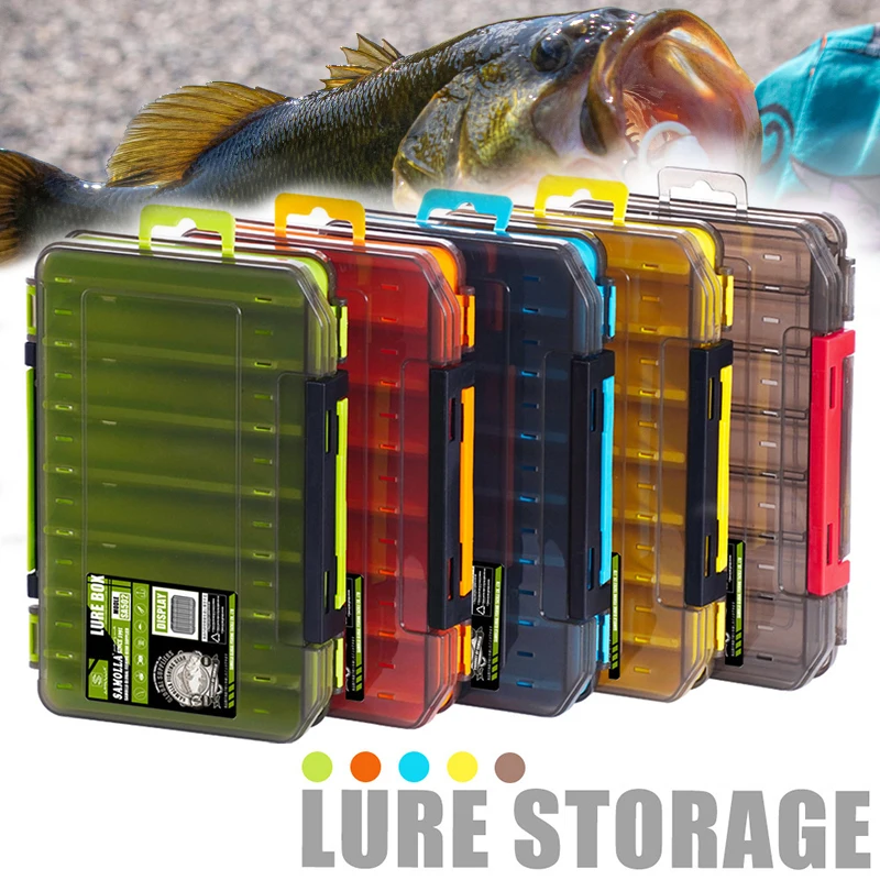 Fishing Tackle Box 12 Compartments Lure Hook Storage Case Double Sided Fishing Tools Organizer Multifunctional Bait Container