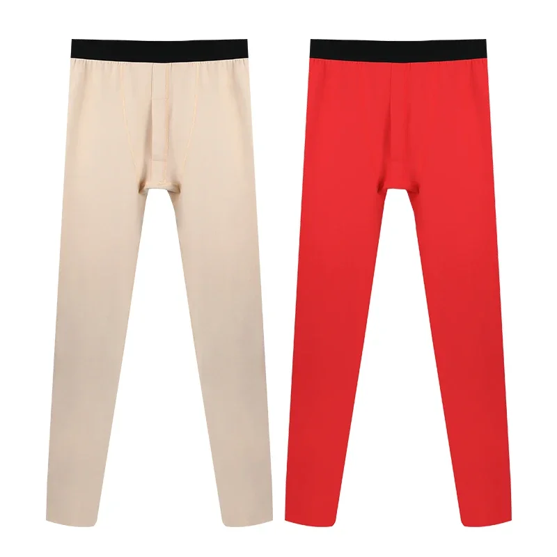 

2PCS Men's fleece - lined and thickened thermal pants. They are cold - resistant underwear for autumn and winter, made of wool a