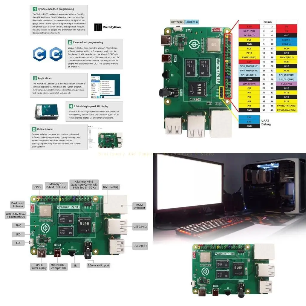 

For WalnutPi 1B 1GB DDR3 H616 WiFi Mini PC Development Board Single Board C