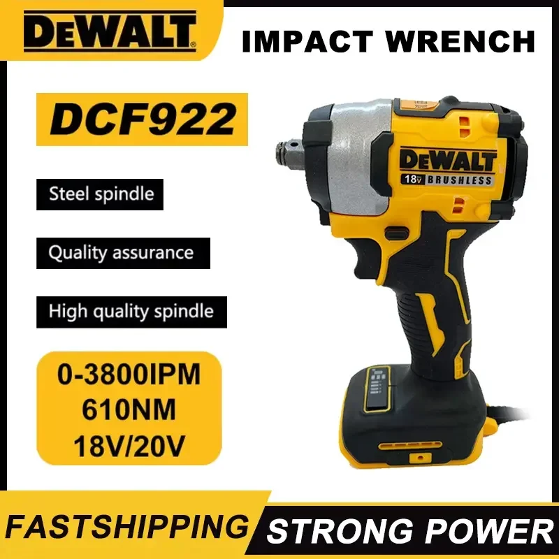 Dewalt DCF922 Llave de impacto sin escobillas Controlador inalámbrico Torque grande Llave eléctrica de velocidad variable Herramientas recargables de 20 V