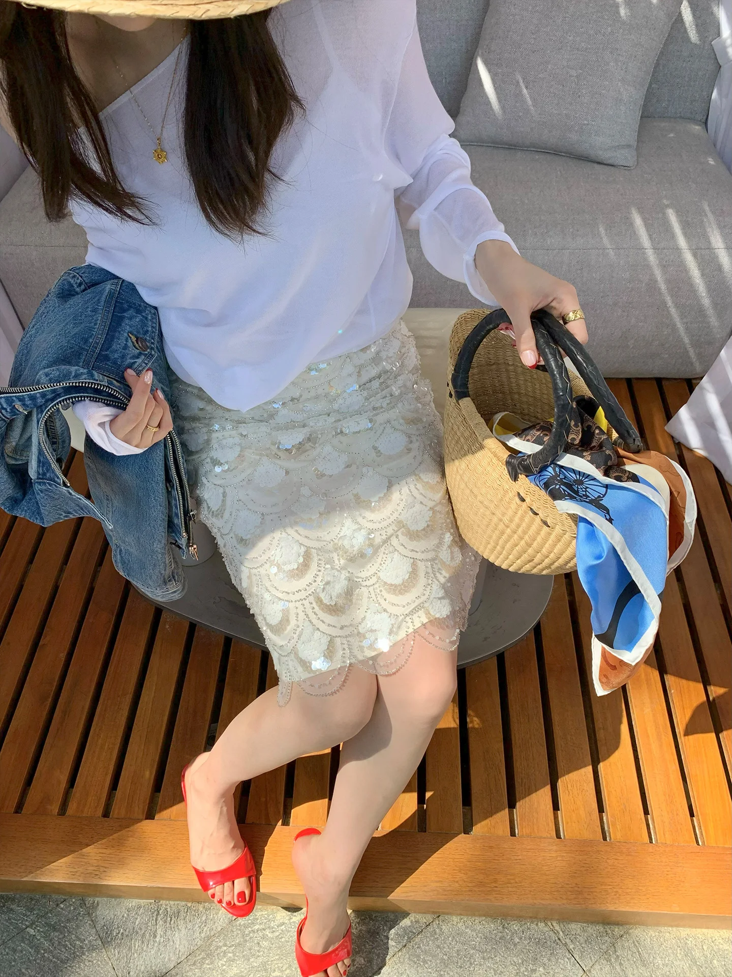 

Elegant Embroidered H-Shape Skirt for Women Dragon Xier Sparkling Glossy Unique Floral 3D Embroidery High Waist Polyester